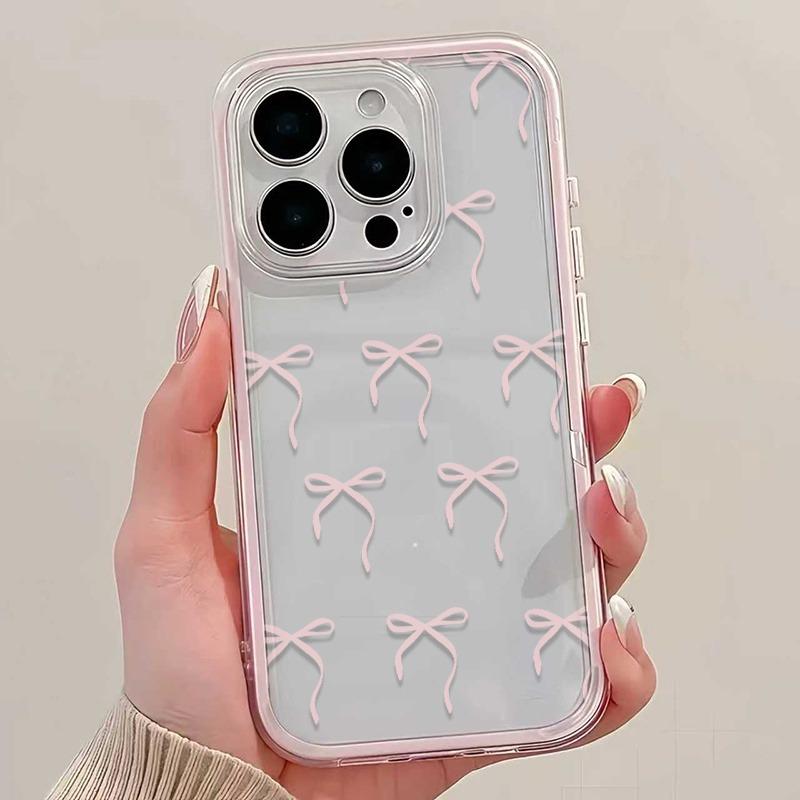 Pink bow fashion phone case suitable for iPhone 17 16 15 14 13 12 11 Pro/Max/Plus anti drop and shockproof back cover iPhone 16PRO чёрный