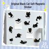 20 Cute Black Cat Waterproof Refrigerator Magnets - Set of 20 Cartoon Kitten Stickers