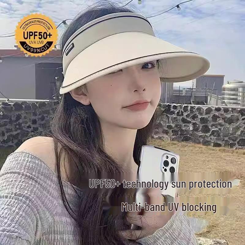 Women's Fashion UV Protection Topless Sun Hat 2025 - Large Brim, Face Slimming, Perfect for Cycling and Summer