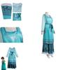 Encanto Julieta Madrigal Cosplay Dress Costume For Women Floral Print Round Neck Short Sleeve Midi Dress Full Suit Outfit