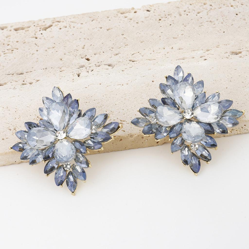 Geometric Crystal Ear Studs For Women With Alloy Material And Exquisite Electroplating