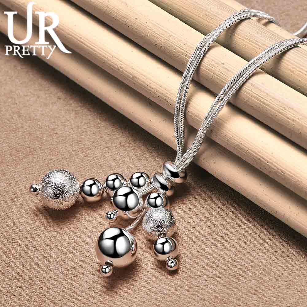 925 Srebrny podwójny łańcuszek wężowy matowy gładki naszyjnik z koralików modna biżuteria ślubna