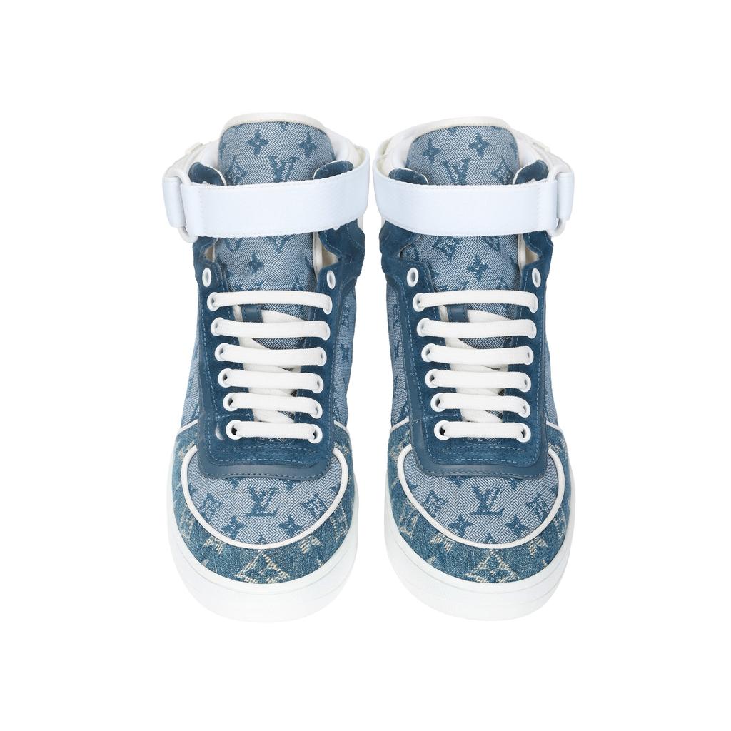 Louis Vuitton Lv Boombox Monogram High Top Sneakers Denim Blue Women's 1A8E3C