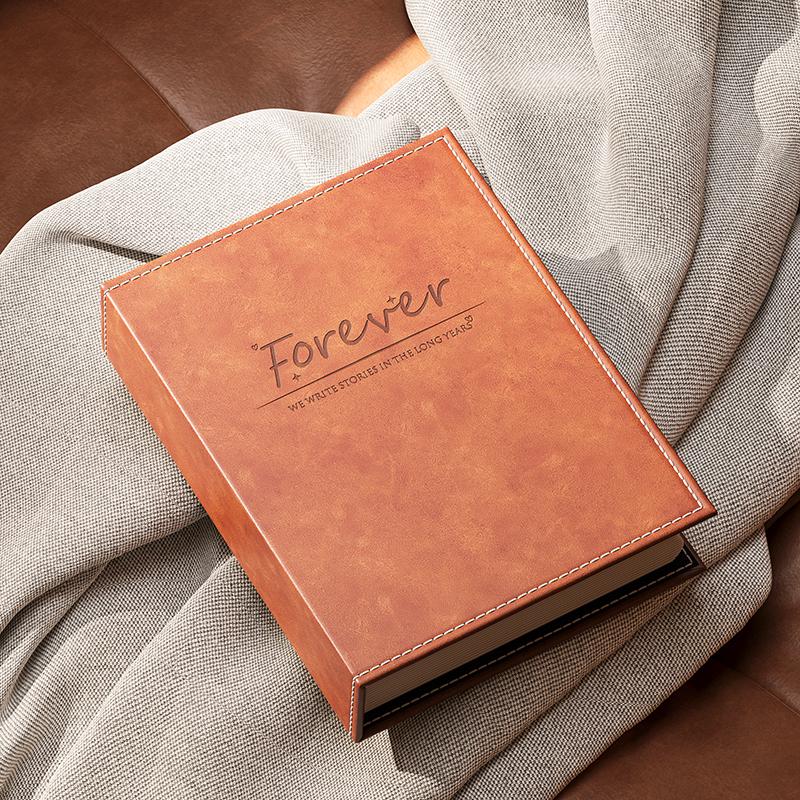 6-Inch Leather Slip-In Photo Album, Holds 5-Inch Photos, Commemorative Baby and Family Album, Large Capacity
