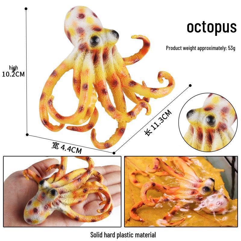 Marine Animal Simulation Model Figures: Shark, Dolphin, Hammerhead, Crab, Squid, Starfish for Kids' Education