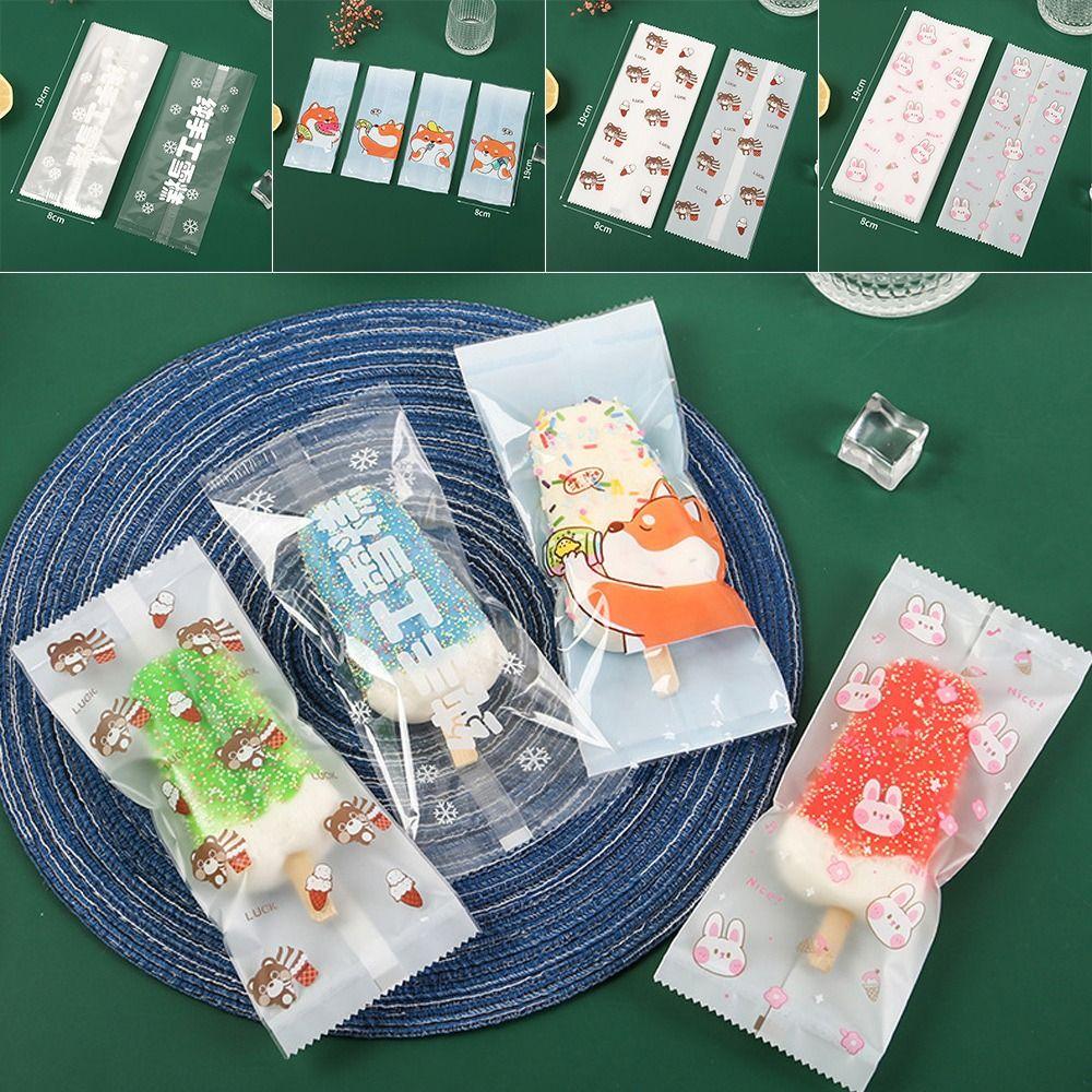 100 stk Ispinne-pose Gjennomsiktig Oppbevaringspose Søt Emballasjepose Ispinne