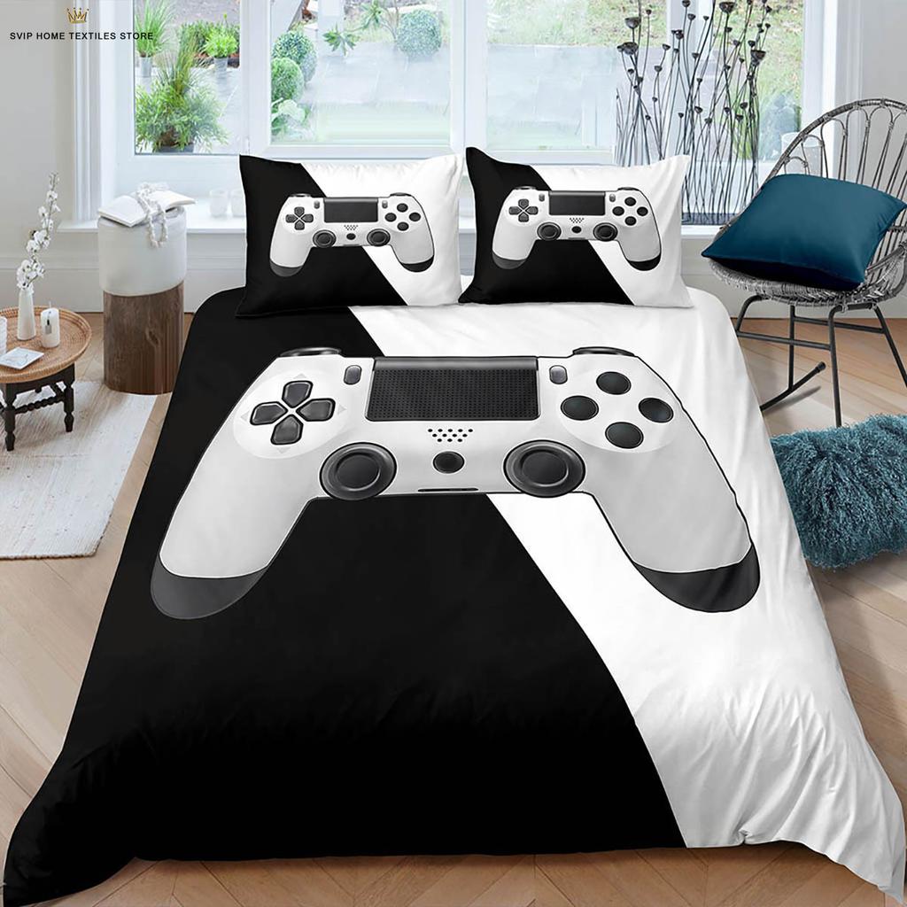 Watercolor Game Controller E-Sports 3D Printing Quilt Cover 100% Polyester Bedding Set Duvet Cover Pillowcase Three-Piece Set