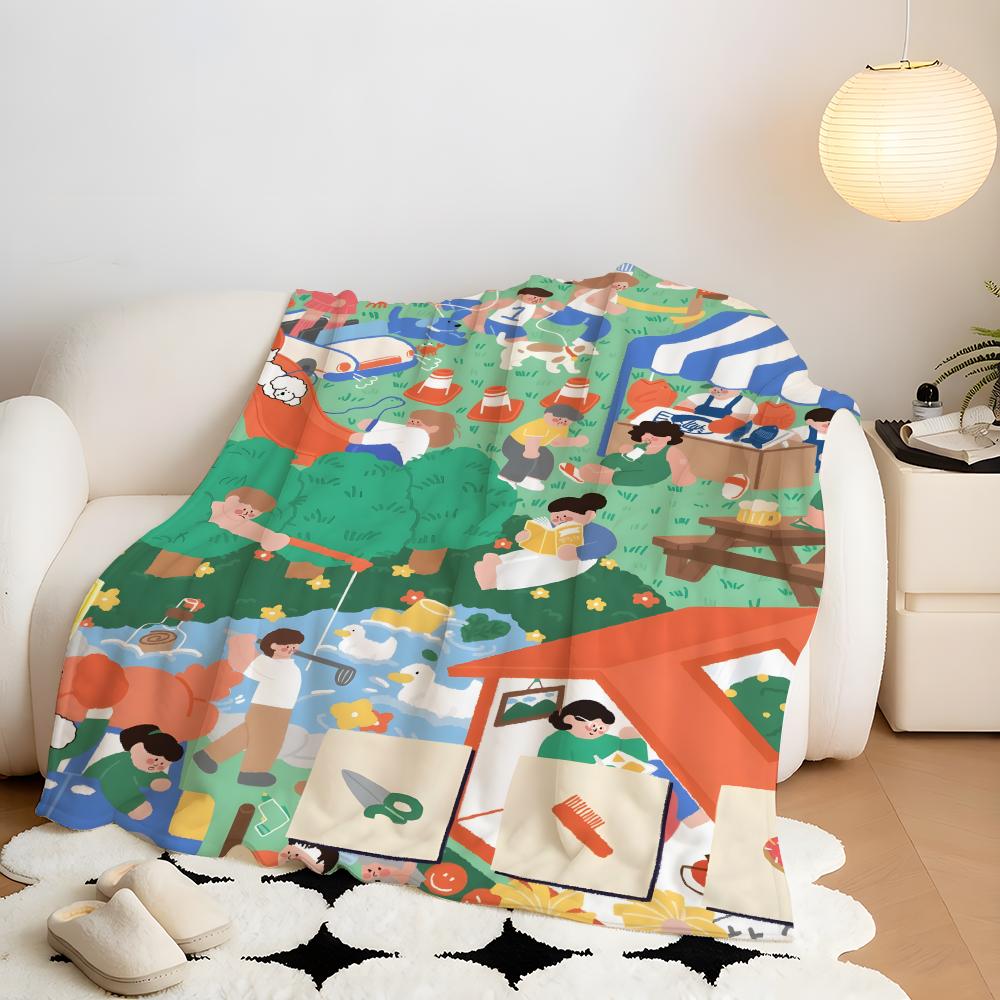 Art S-soupsoup Throw Flannel Throw Blanket, Lightweight Cozy, Durable Washable Cute Cool