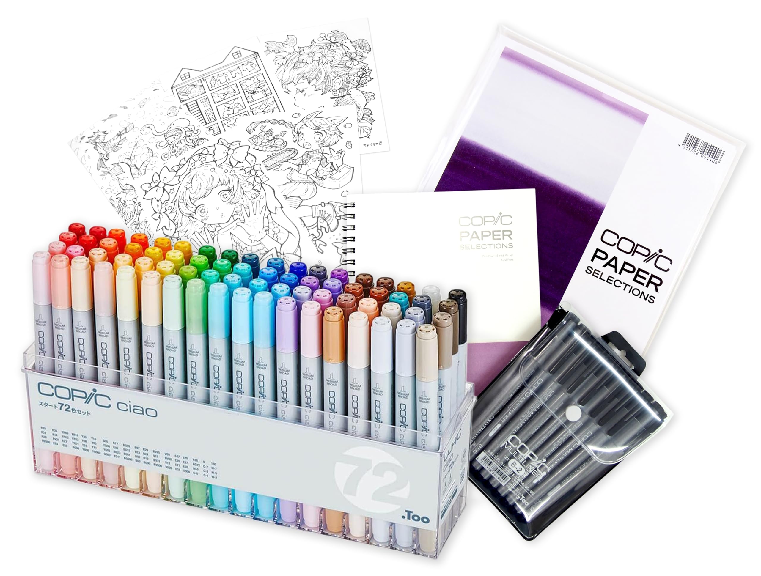 Copic Too Ciao DX Стартовый набор 72 Изготовлено в Многоцветный Иллюстрационный Маркер Сменные Чернила Коробка, Цвета, Япония, Маркеры, Ручки,