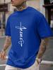 Unisex Jesus Cross Cursive Letter Graphic Crew Neck Short Sleeve Oversized Loose Casual Summer Streetwear Daily Basic Comfort Tee
