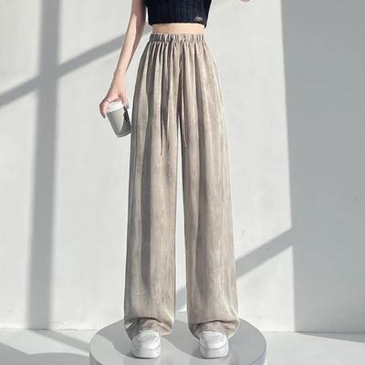 Damenhosen Elastisch Hohe Taille Verstellbarer Kordelzug Weiter Beinschnitt Hosen Tie-Dye-Print Sommer Eis Seide Lange Hosen Tägliche Kleidung