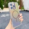KEYSION Colorful Gradient Magnetic Lens Stand Case for iPhone 11 12 13 Pro Max for MagSafe TPU+PC Shockproof Back Cover