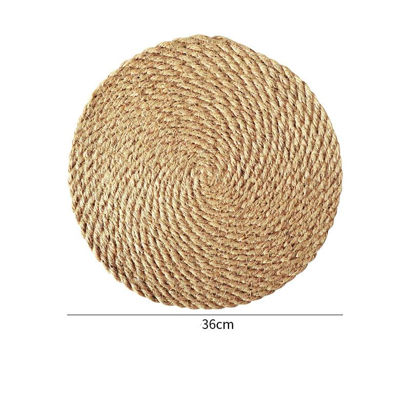 

Круглые тканые салфетки из натурального водного гиацинта, соломенные салфетки для обеденного стола, рождественская деревенская термостойкая подкладка AS picture