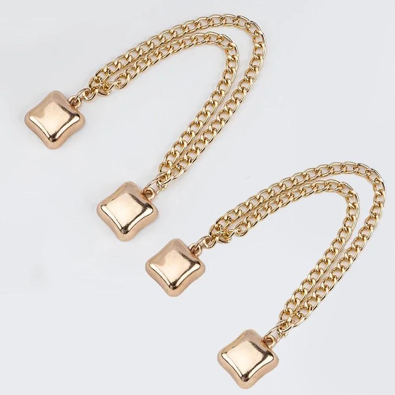 Multi-Function Magnetic Clothing Clip with Chain Metal Buttons Clip Clothes Scarf Trouser Legs Cuff Fixing Magnet Buckles