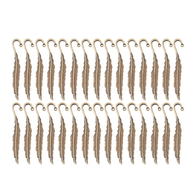 

30Pcs Vintage Engraved Bookmarks Feathered Metal Bookmarks Hairpin Hook Book Mark for Teacher Reading Enthusiasts
