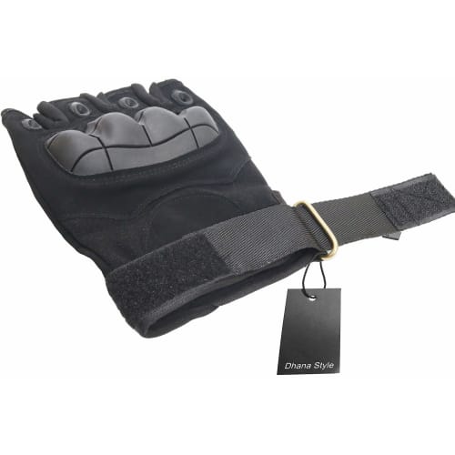 XRH Type Half-Finger Tactical Gloves, Fingerless Knuckle Guards, Army/Military, Combat/Airsoft, Bicycle/Motorcycle, Outdoor, Cosplay, Black, Half Fing