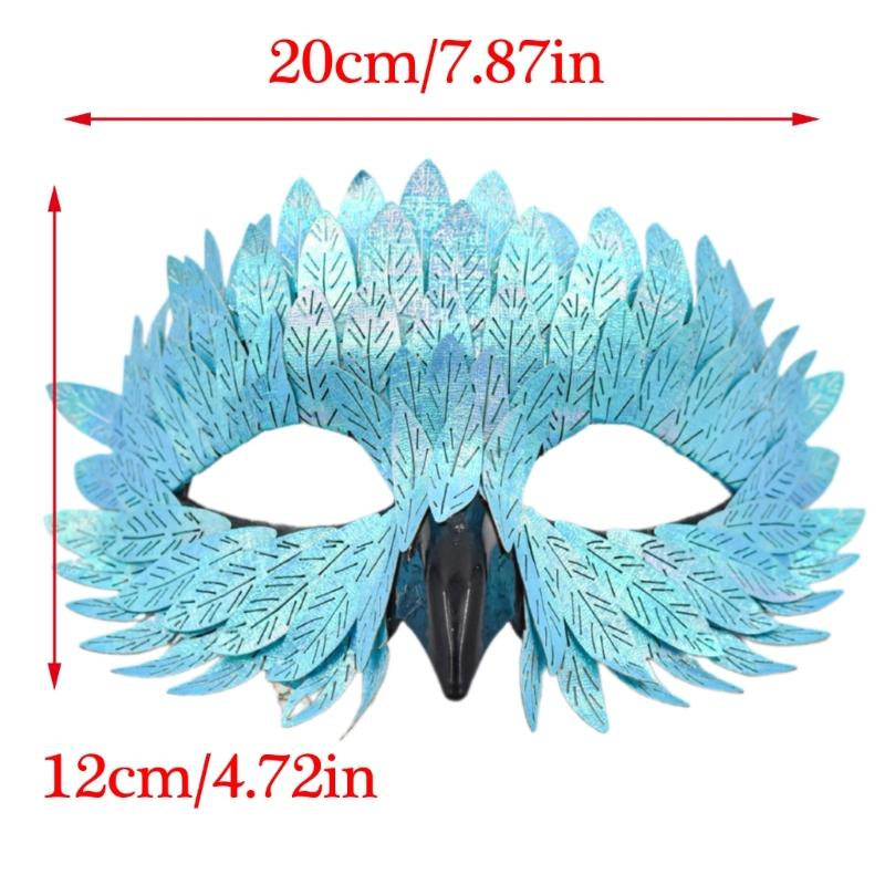Maschera di Maschera Maschera d'Aquila Maschera Mezza Faccia Maschera per Role Playing Maschera da Festa Maschera con Becco d'Uccello e Piume Maschera per Costume di Halloween