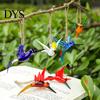 Figurina Decorativa da Interno Esterno Uccello di Vetro Fatto a Mano Ornamenti da Appendere, Mini Colibrì Pappagallo Cacatua Figure, Ornamento per Paesaggio da Giardino