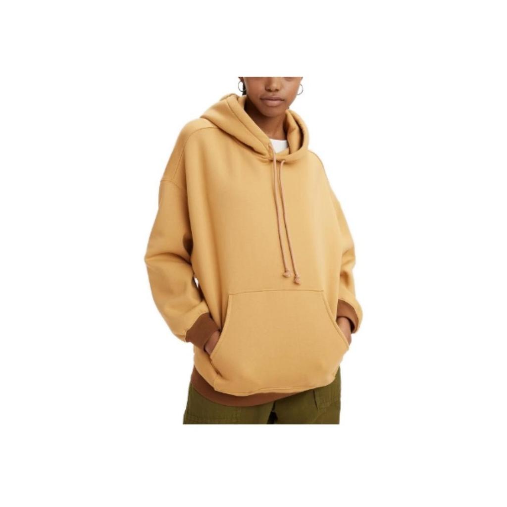 Levis FW23 Solid Color Hooded Casual Long Sleeve Sweatshirt Women sweatshirt Khaki A3574-0001