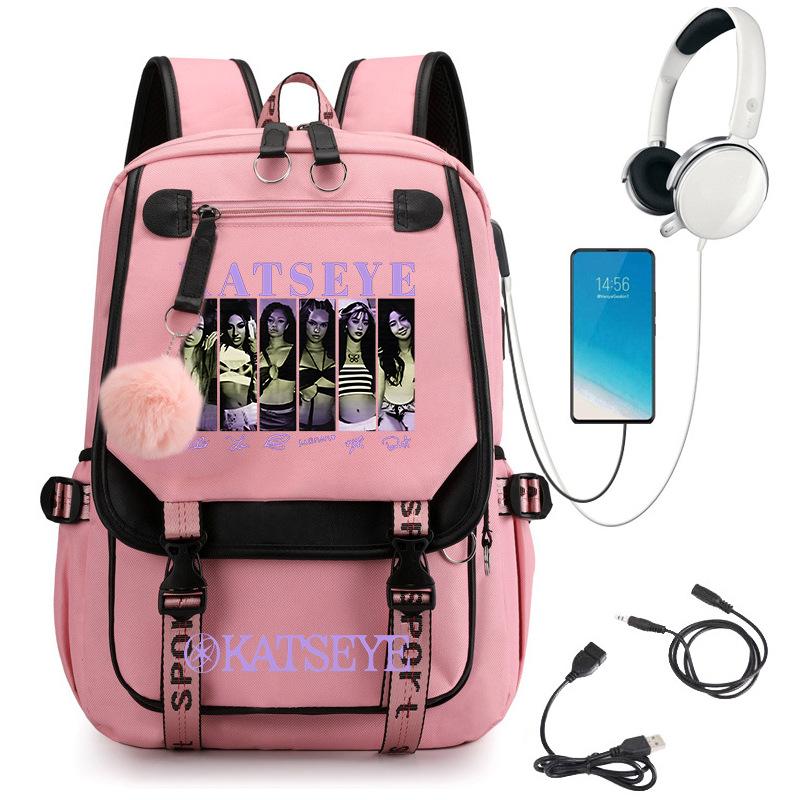 Batoh s potiskem dívčí skupiny s USB portem pro nabíjení Studentský aktovka 60627 Trendy