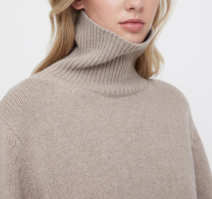 Women's European-Style High Neck Loose Wool Sweater for Autumn/Winter