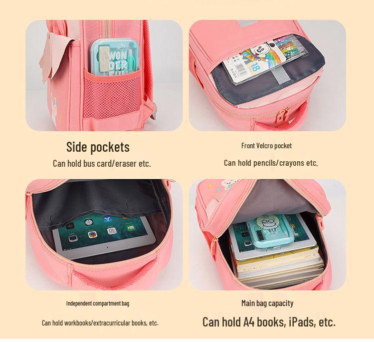 Fashionable Spine Protection Backpack for Girls, Ages 3-6: Lightweight and Double-Strapped for Kindergarten To First Grade.