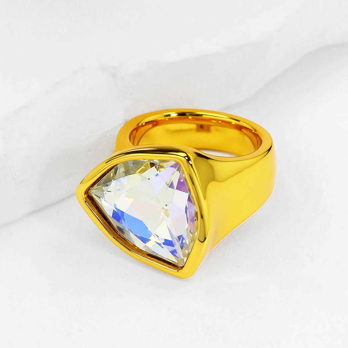 UNOde50 Women s Triangle Crystal Ring - Spanish Design, Elegant Style Size 7