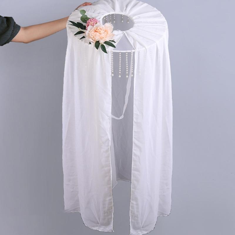 White Chinese Ancient Veils Hat Tradition Hat Douli Hat Role Playing Knight Hat for Authentic Historical