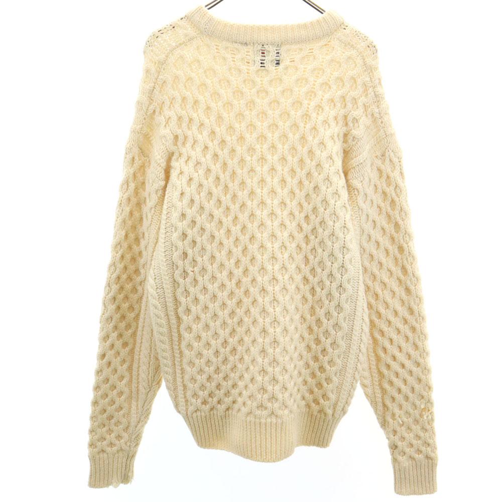 ALLEN JOLLY 80s 90s Wool Old Long Sleeve Sweater XL White Knit Men's Used