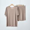 Summer Ice Silk Pajama Set: Men’s Shorts & Women’s Casual Round Neck