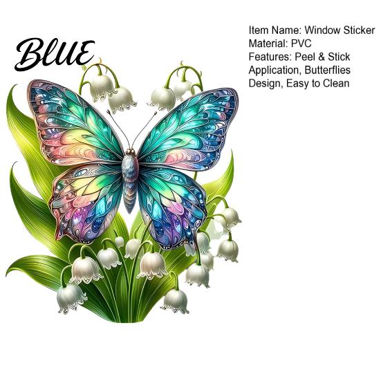 Nature Window Decoration Waterproof Wall Design Adhesion Sticker Flower Butterfly No Glue Electrostatic Cling Decal for Living Room Bedroom
