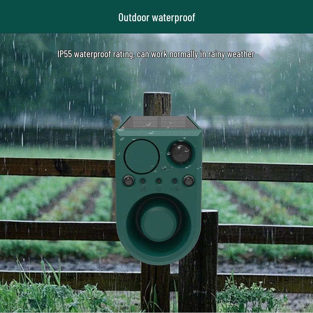 Solar-Powered Ultrasonic Animal Repellent with Infrared and Sound Alarm