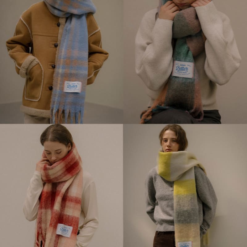 

KNOWN BETTER Oversized plaid muffler [KNFW05ACC02]_[4color] SKY BLUE