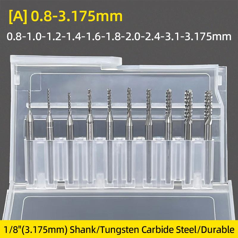 

Milling Cutter Carbide End Milling Tools 0.8-3.175mm TiN Coated CNC Router Bits End Mill for PCB Machine Cutter Engraving Edge A 0.8-3.175mm White