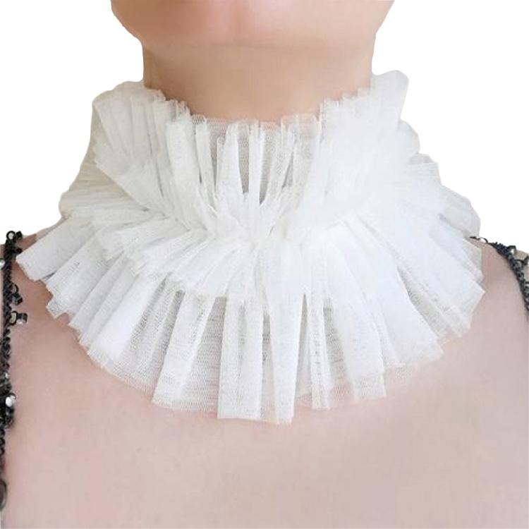 Vintage Renaissances Ruffled Mesh False Collar Victorian Gothic Neck Ruff Shawl Scarf Costume Cosplay Props for Women