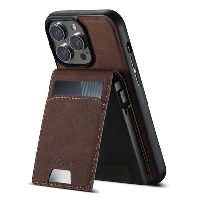 SUTENI H19 For iPhone 14 Pro Max Magnetic Case Card Holder Kickstand Litchi Texture Leather Back Cover