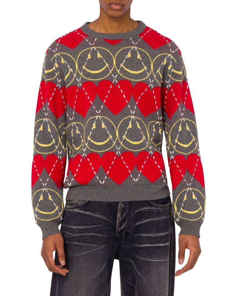 MOSCHINO Smiley Blended Knit Grey_Men