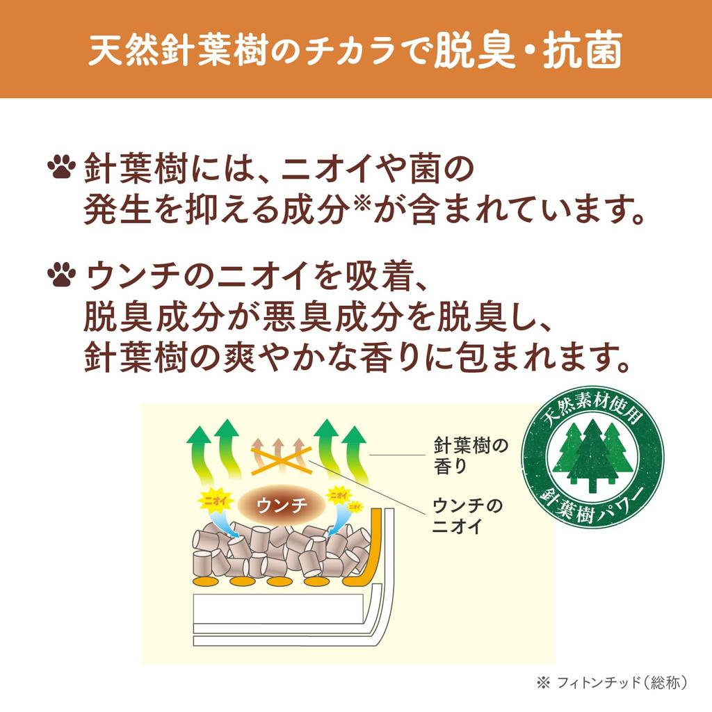Nyantomo Clean Toilet Cat Litter Powerful Deodorizing and Antibacterial Large System Toilet for Odor Removal [Natural Material, Deodorization] Chips,