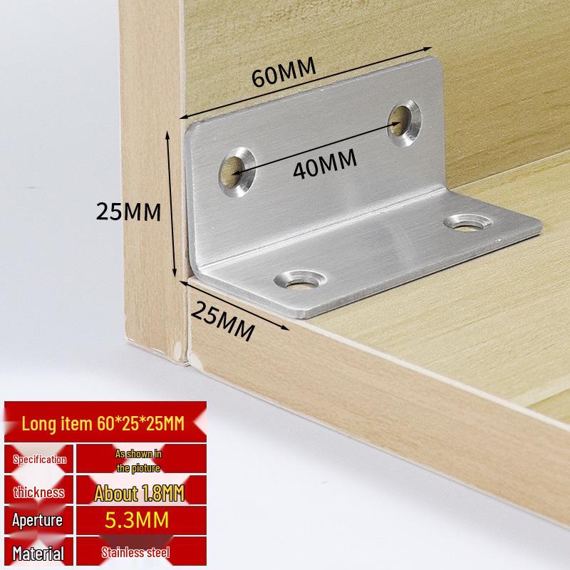 Thick Stainless Steel 90° Angle Bracket for Furniture Fastening