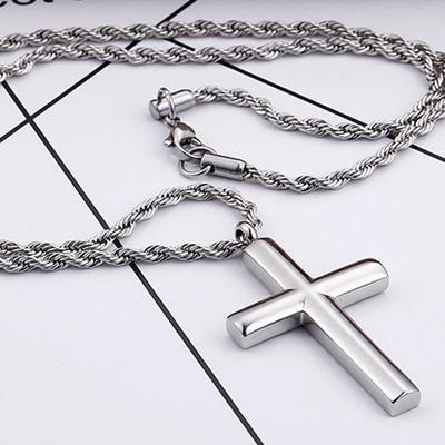Mode Kreuz Halsketten Für Männer Hochglanzpoliert 60cm Edelstahl Silber Farbe Kreuz Schmuck Halskette Männlichen Billigen Schmuck