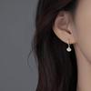 Silver Pearl Shell Pendant Hoop Earrings For Women Cute Animal Fine Jewelry Light Luxury Accessories In Summer