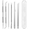 Stainless Steel Manicure & Pedicure Tool Set: Pusher, Blackhead Needle, Nail Cleaner & File
