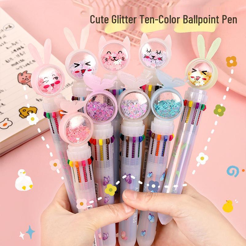 

10-цветная шариковая ручка: Творческая мультипликационная многоцветная ручка-клик для заметок, рисования и подарков для студентов