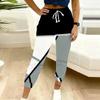 Summer Ladies Striper Printed Sweatpants Loose Fit Drawstring Joggers Elastic Cuff Daily Casual Pants