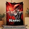 Custom Name Personalized Makima Chainsaw Man Print Blanket, Home Decor, Bedroom, Sofa, Camping, Couch, Gifts for Birthday Christmas
