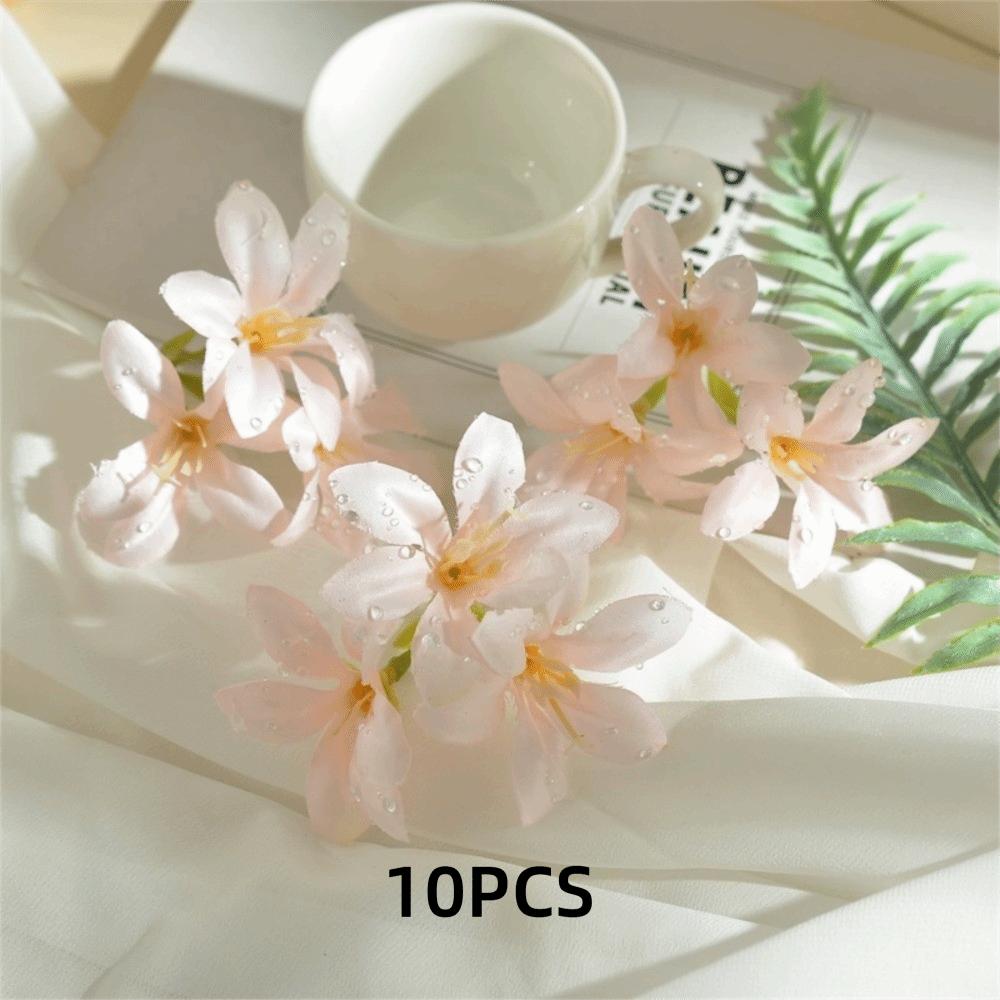 10Pcs Dew Drops Artificial Flowers Realistic Flower Arrangement Simulated Trident Flower Fake Flower DIY Home Decor