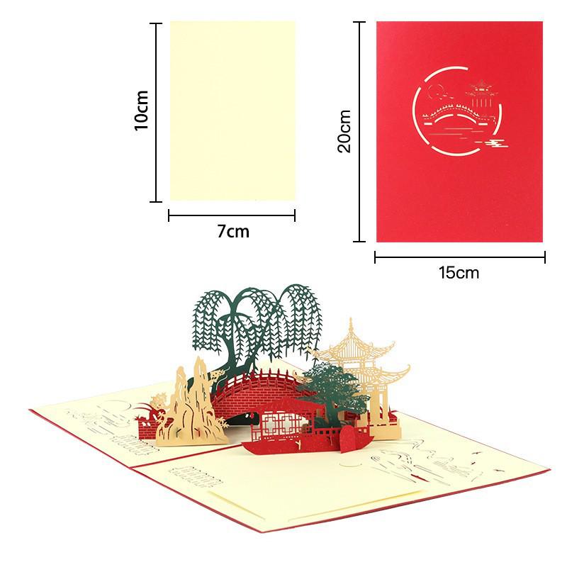 3D Stereo Greeting Card: Xi an Bell Tower Architectural Souvenir Ornament