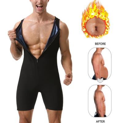 Herren Saunazug Formwäsche Laufbody Trainings-Schwitzshirt mit Reißverschluss und Shorts Fitness-Leotard Übungs-Jumpsuit Singlet Strampler