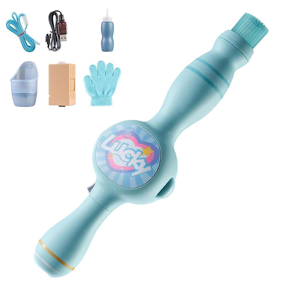 Эластичная машина для мыльных пузырей Портативная установка для мыльных пузырей Автоматический выдуватель мыльных пузырей для детской вечеринки Летняя игрушка синий