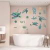 2Pcs Green Grass Sea Turtle Sticker PVC Removable Bathroom Sea Turtle Wall Sticker
